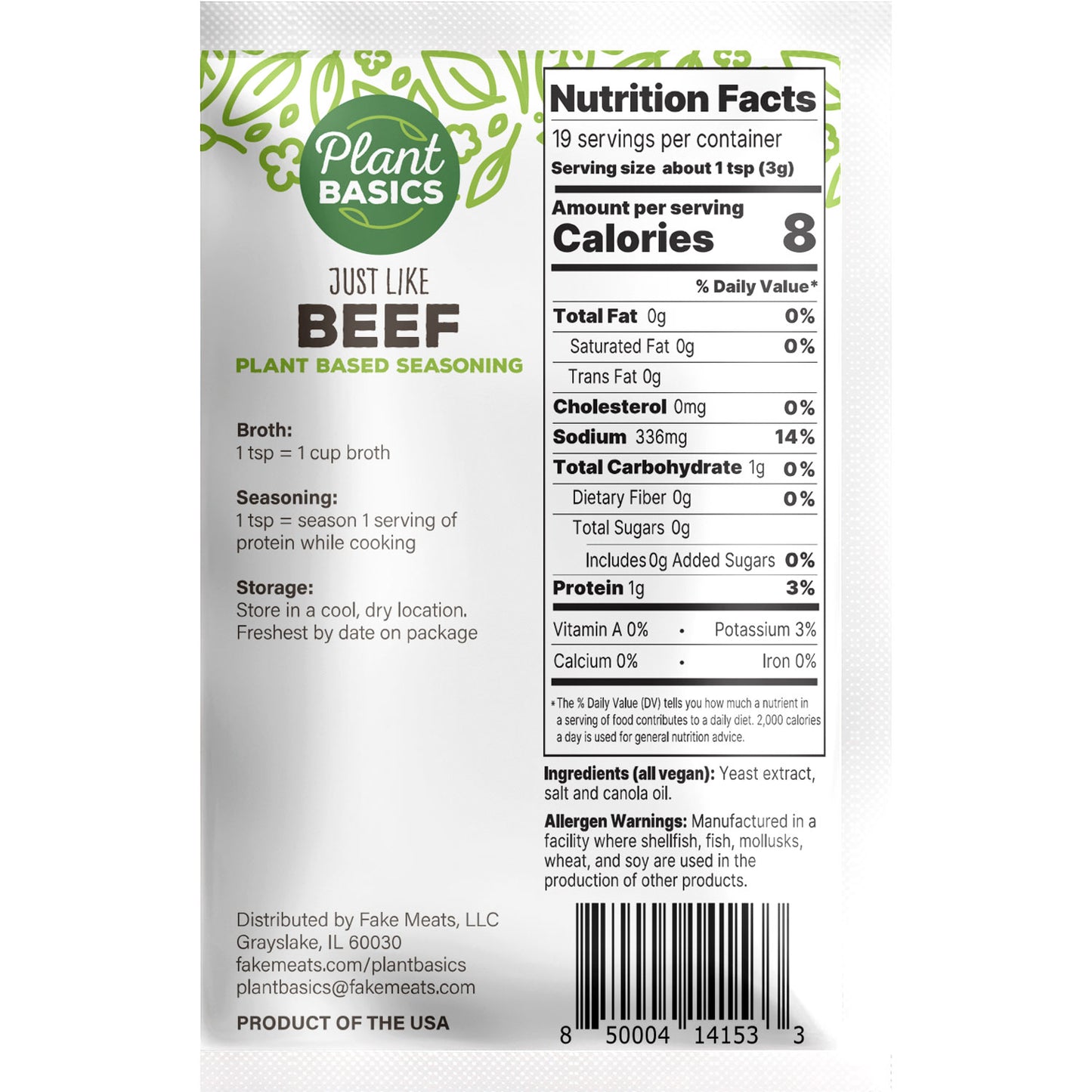 Plant Based Seasoning - Just Like Beef, 2 oz. pouch