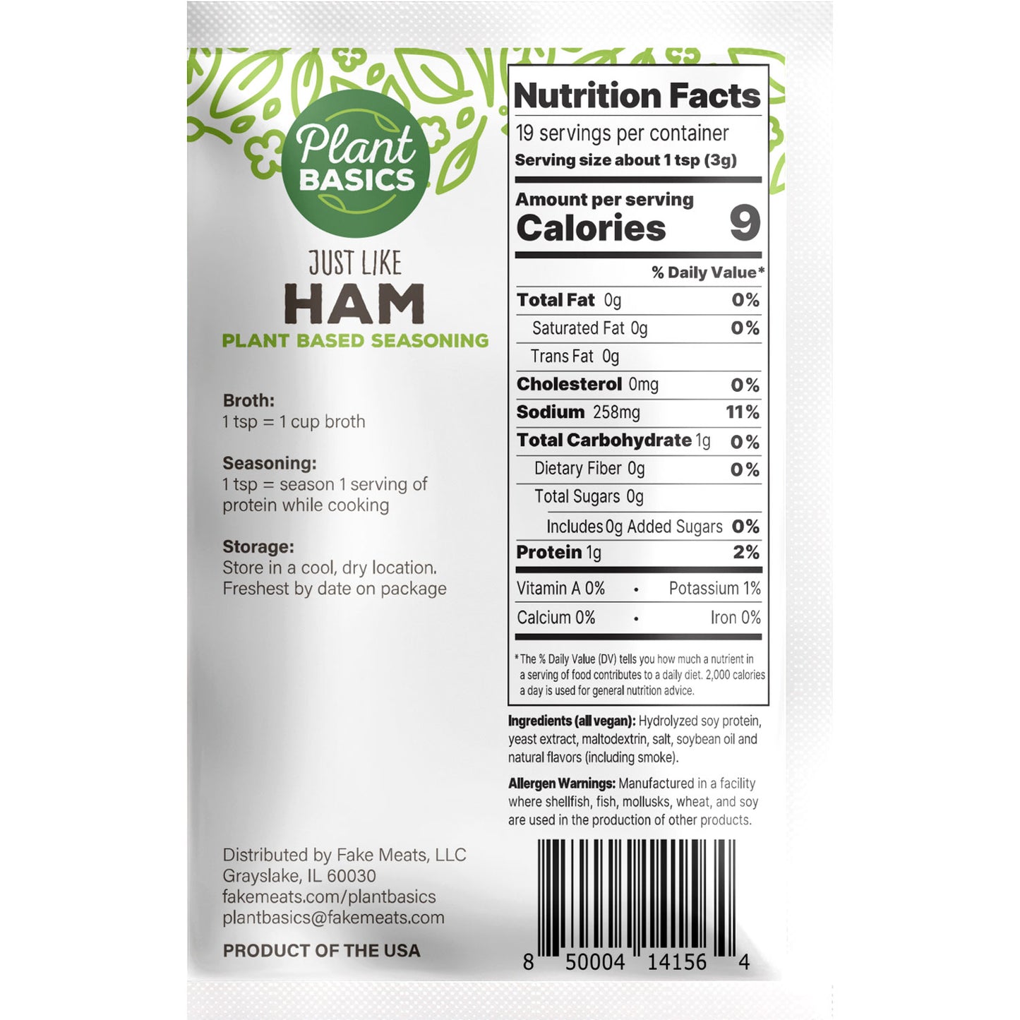 Plant Based Seasoning - Just Like Ham, 2 oz. pouch